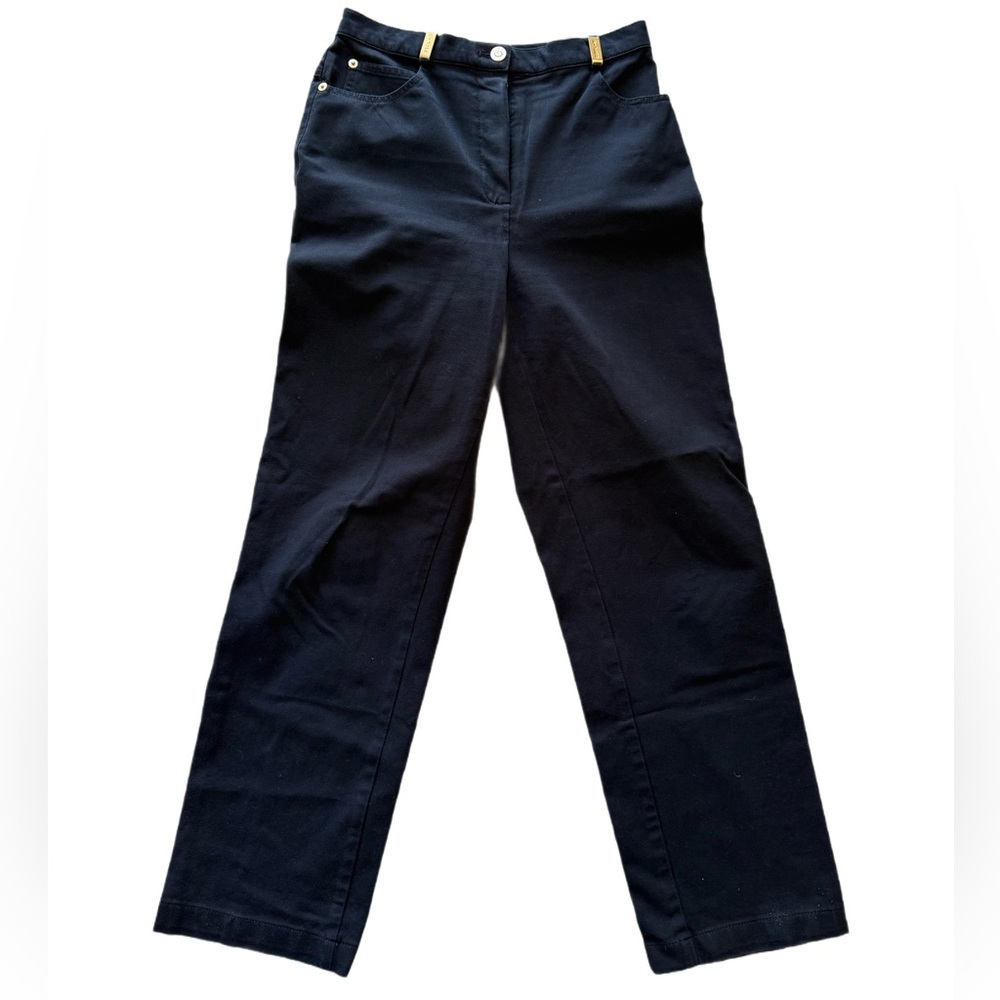 St. John Black Trousers Gold Button